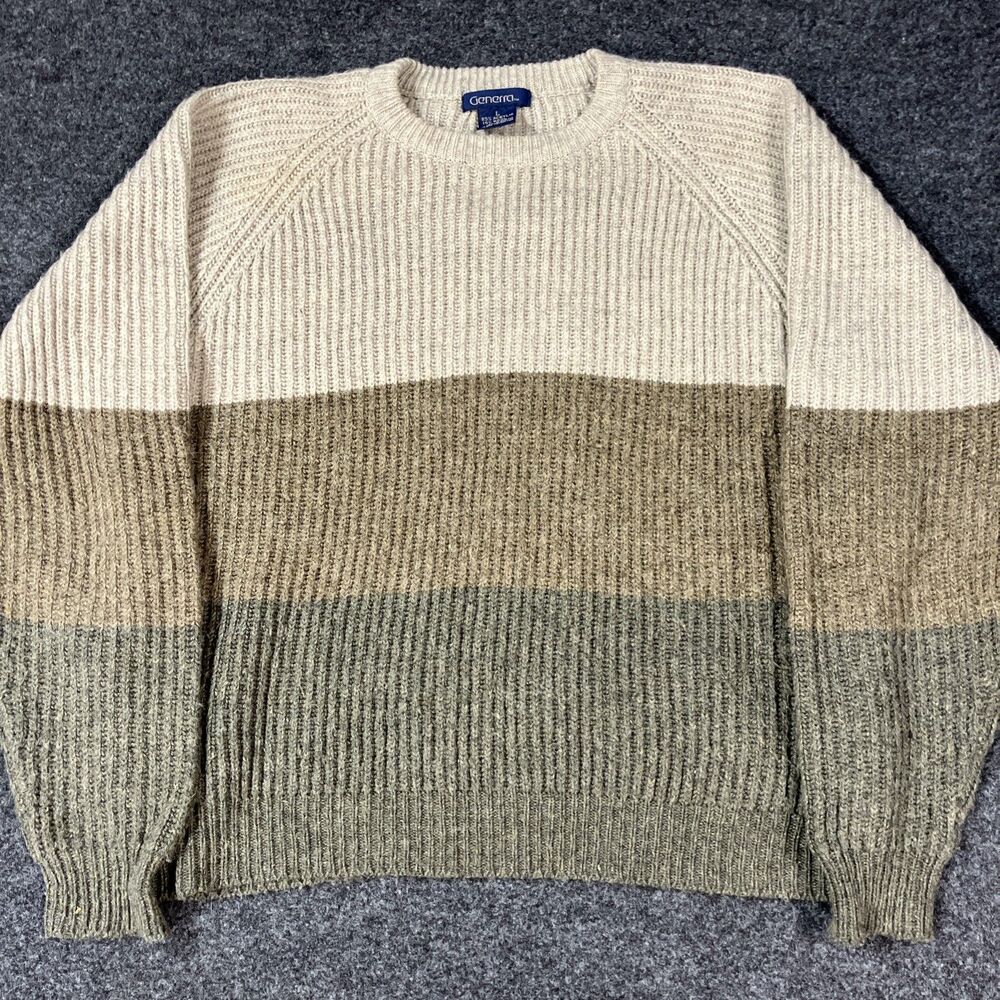 Generra Collection Men's Green Long-Sleeve Knit Sweater SZ L Grandpa Core Vtg